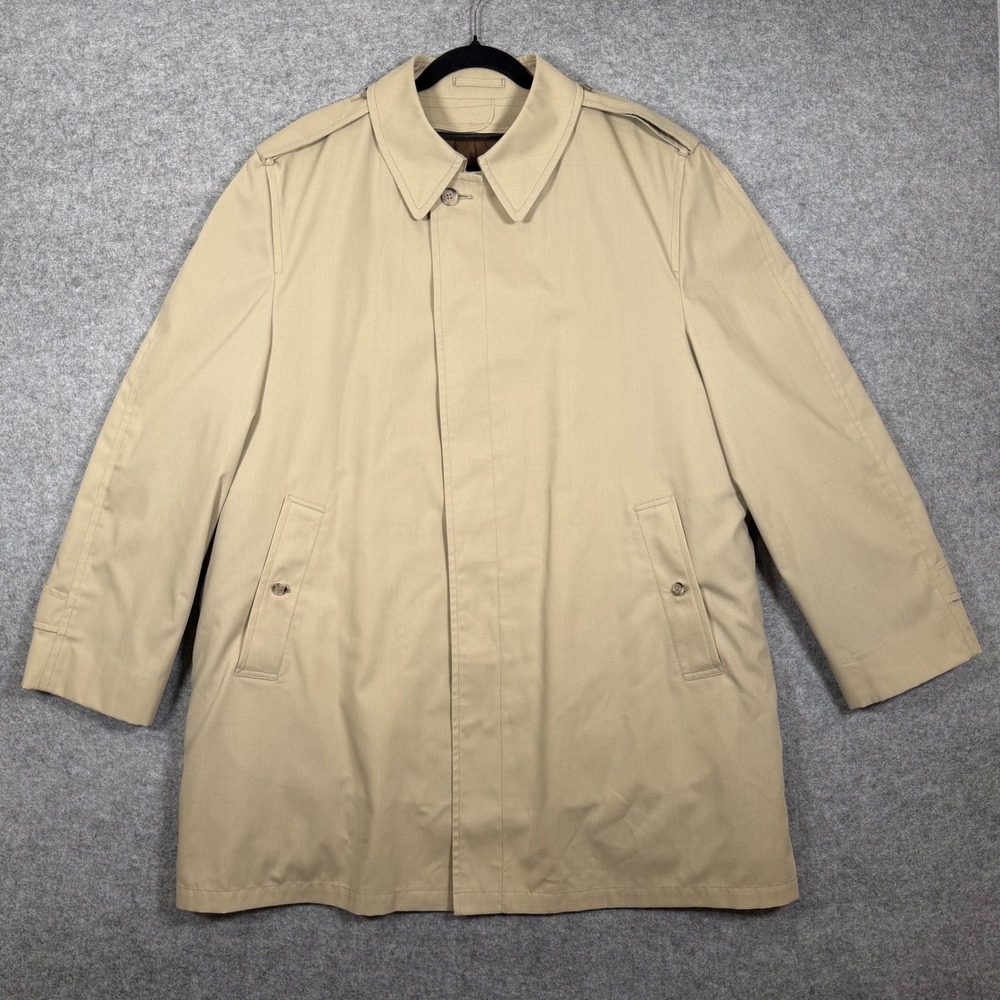 Vintage London Fog Maincoats Meade Trench Coat Mens 46R Khaki Zip-Out 1960 Tags